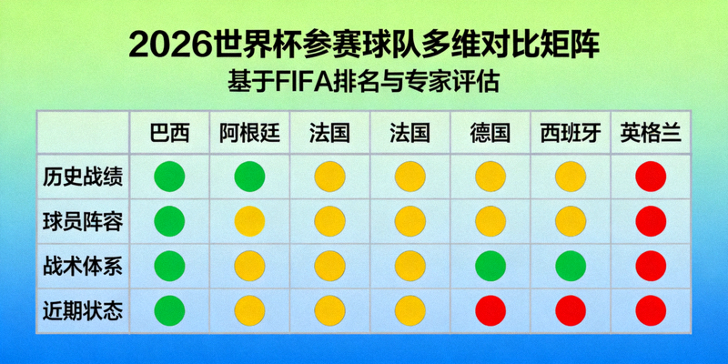 2026世界杯参赛球队多维对比矩阵可视化图表