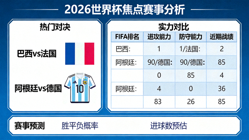 2026世界杯焦点赛事分析图表 - 显示热门对决球队实力对比