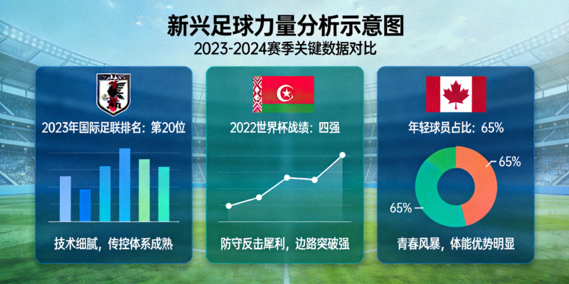 新兴足球力量如日本、摩洛哥、加拿大球队分析示意图